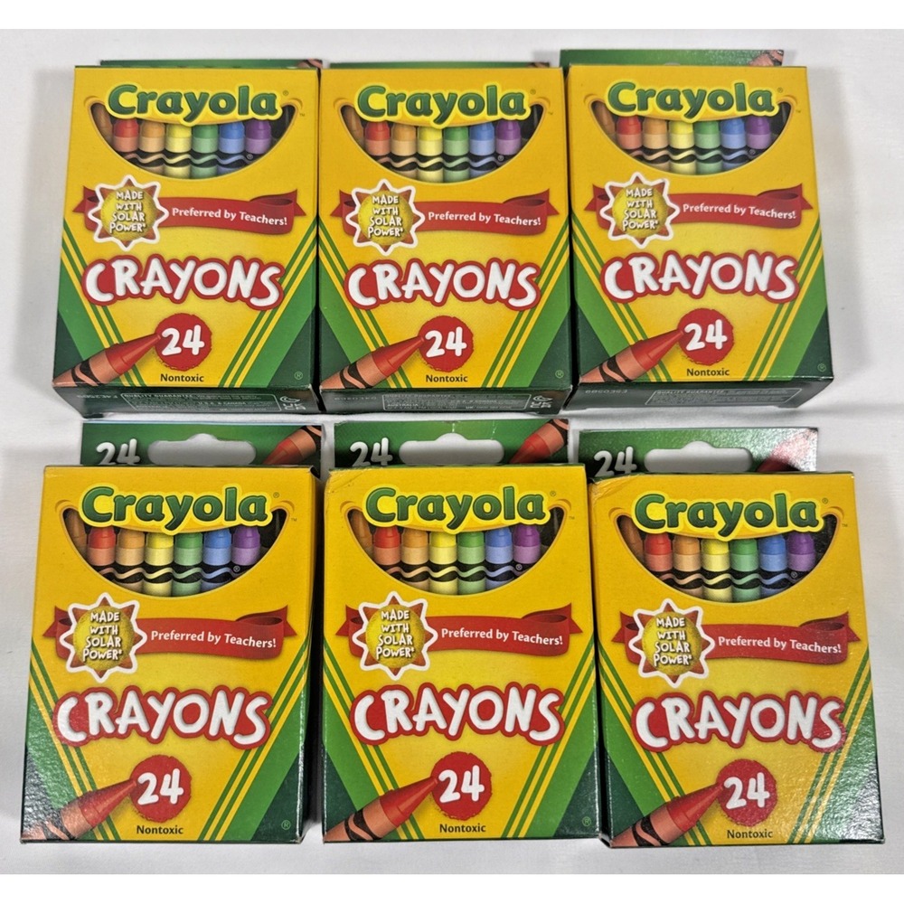 Crayola Crayons Kids 24 Count Multicolor Lot of 6 Packs 52-3024 Nontoxic NEW
